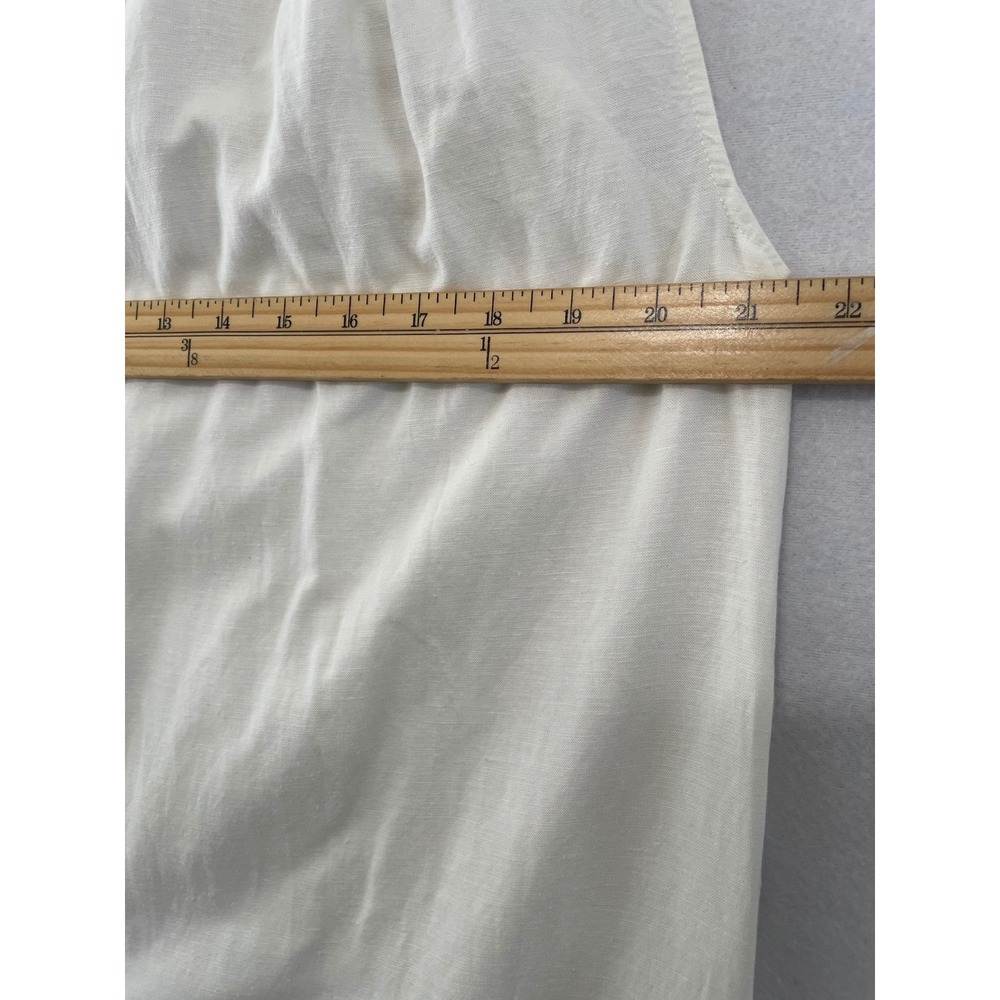 H&M Shirt Dress Womens Medium M Off White Linen Blend Sleeveless Midi Button Up - Picture 2 of 10